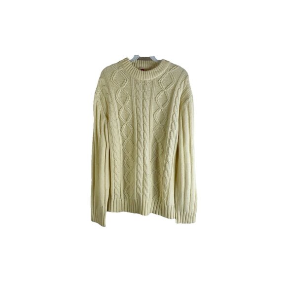 Vintage 70s Cable Knit Fisherman Crewneck Swewater Preppy Rockabilly